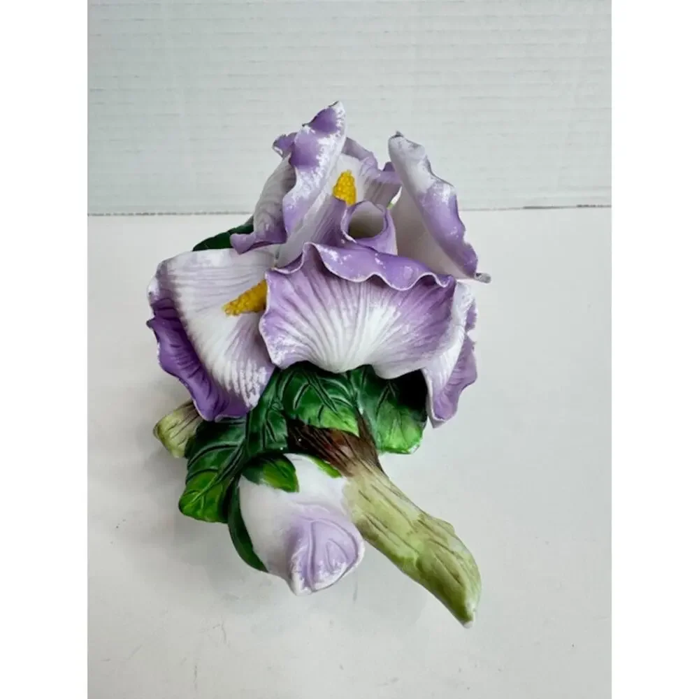 Vintage Porcelain Purple Iris Night Light Cover Floral Cottagecore Decor 4.5